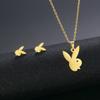 Hip Hop Geometric Necklace And Earrings Set For Women High Gloss Jewelry Set