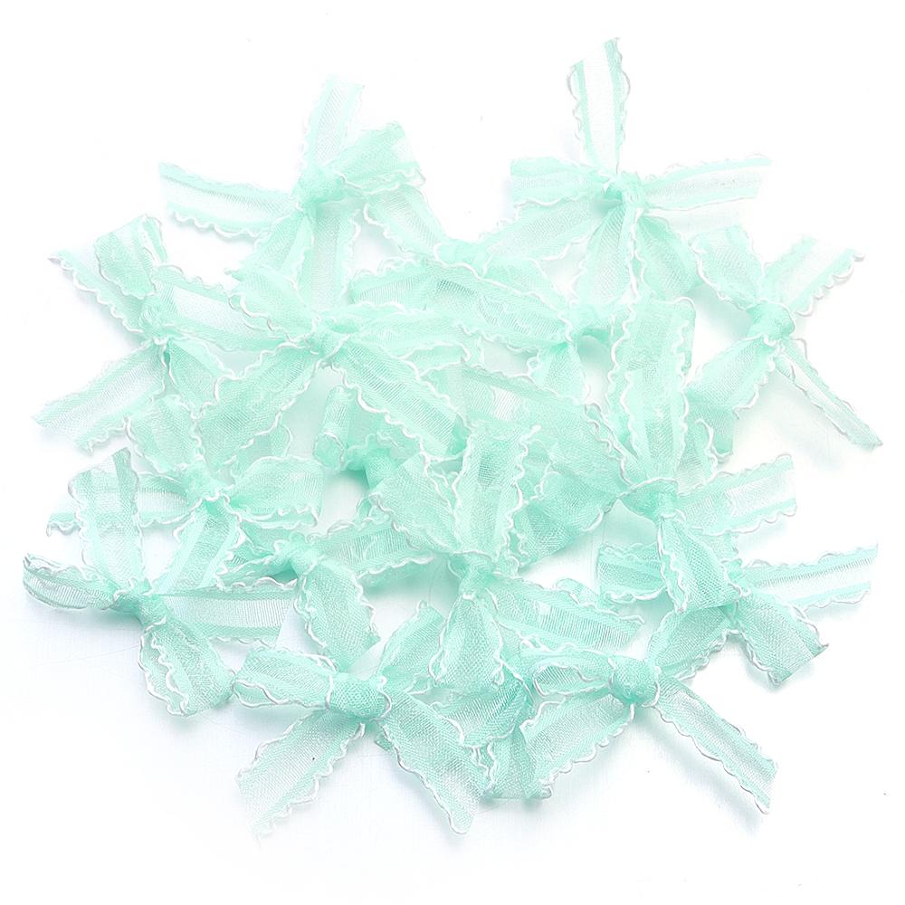 20pcs/lot 3.5x4cm Gauze Bows Colorful Small Size Satin Ribbon Bowknot Flower for Craft Handwork DIY Party Decoration Supplies