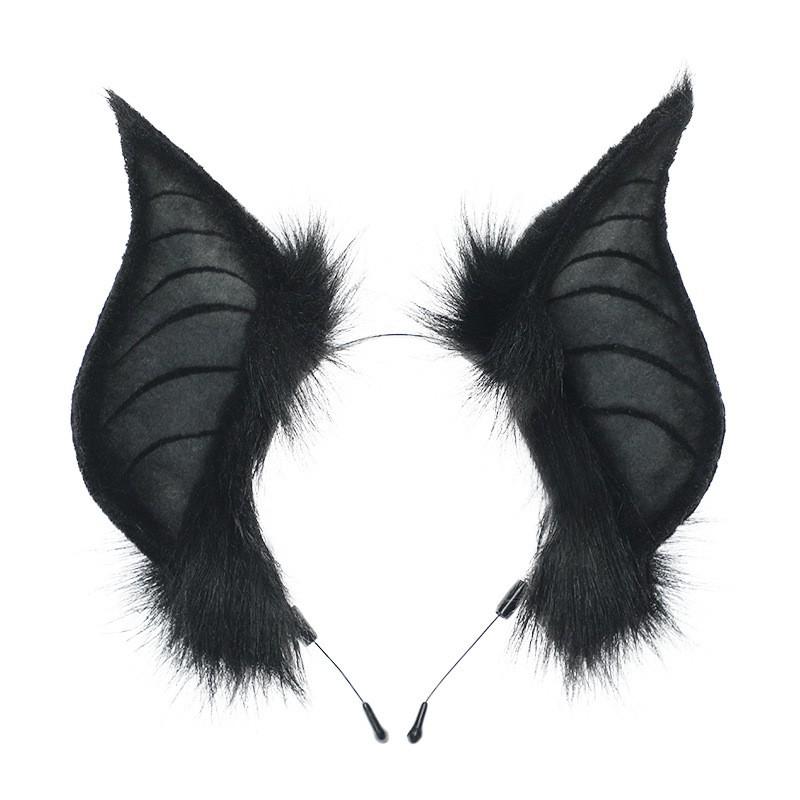 Halloween Bat Ear Headband Costume Accessory Cosplay Party Dress Up Soft Plush Animal Headpiece Unisex