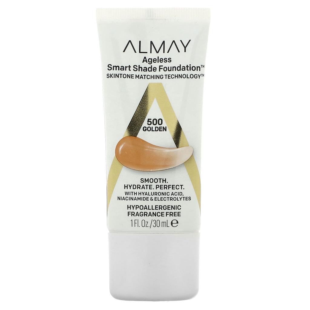 Almay Ageless Smart Shade Foundation, 500 Golden, 1 Fl Oz (30 Ml)