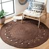 Brown Dye Rug Natural Jute Hand Braided Round Shape Rugs for Living, Indoor & Outdoor, Kitchen Farmhouse Carpet