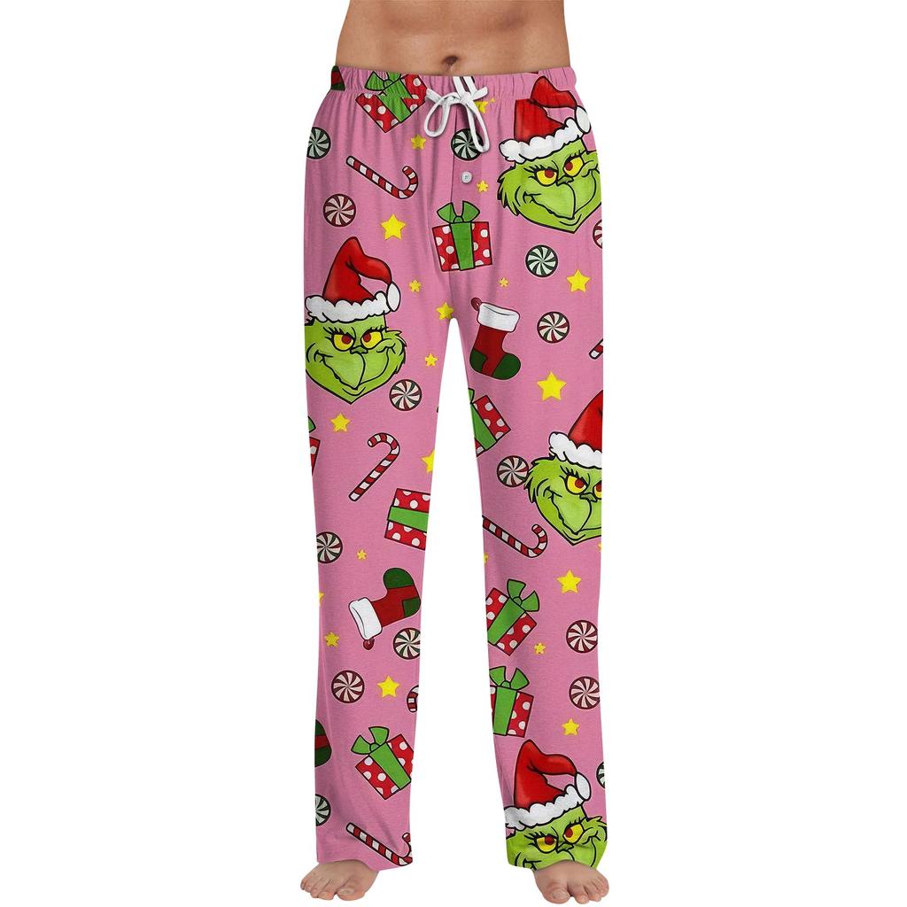 Men's Allover Printed Home Pants Sleeping Pajama Pants Long Pants Pajama Pants