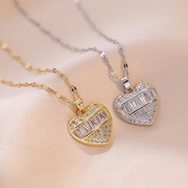 Trendy Heart Pendant Necklace for Women 2023 New Fashion Hypoallergenic Stainless Steel Chain Jewelry Wedding Engagement Party Accessories
