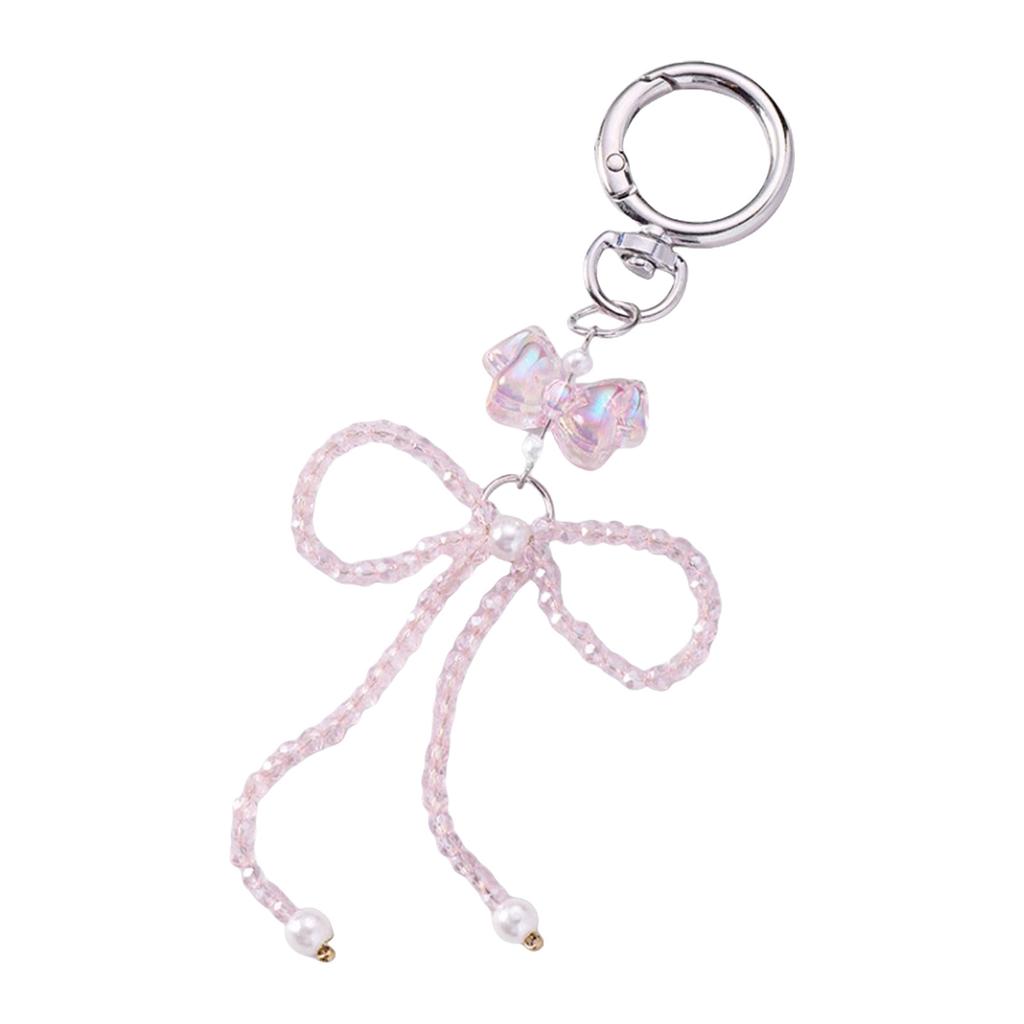 Stylish Bowknot Keychain Beaded Butterfly Knot Pendant for Women Handbags and Backpacks Colorful Key Chain Ornament