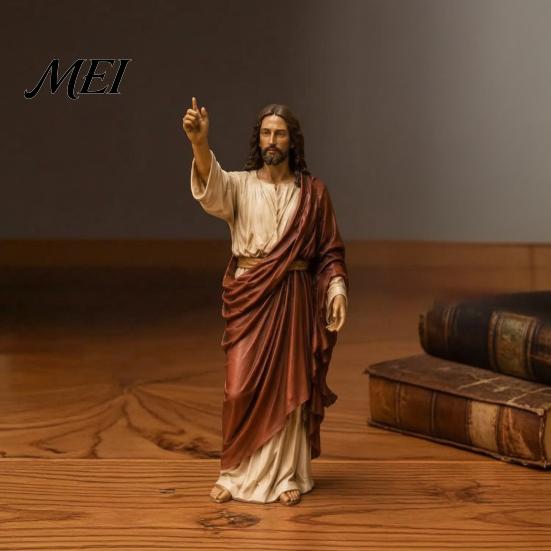Spiritual Gifts for Easter Christmas Jesus Reading Book Resin Figurine, Small Religious Statue Bookshelf Mantel Prayer Baptism Communion Believers