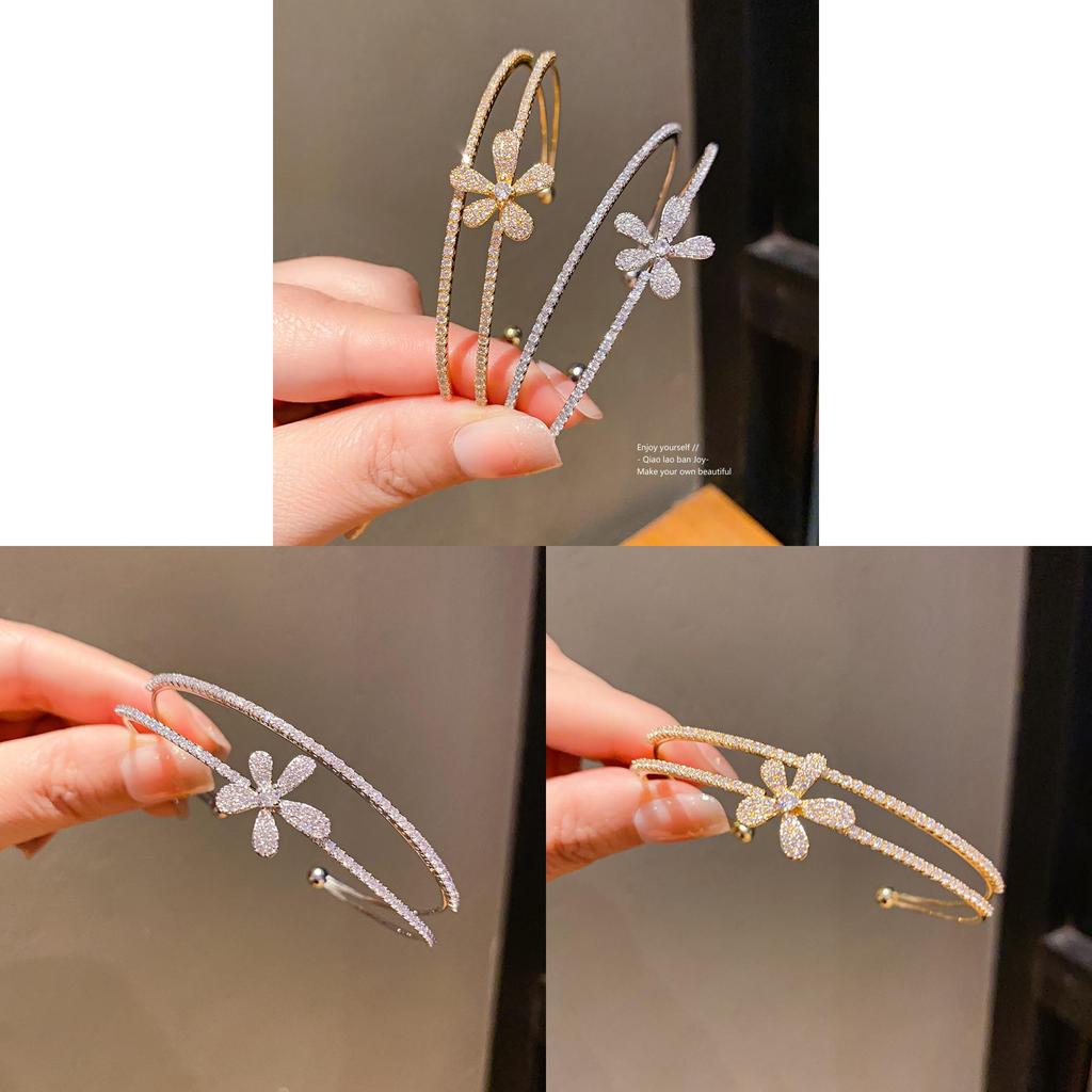 Элегантный двухслойный браслет-цветок с цирконами и кубическим сплавом для модной повседневной носки