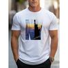 Men's 100% Pure Cotton Summer Loose Fit Large Size NY Graphic Print Casual Slim Fit Round Neck Short Sleeved T-shirt Top