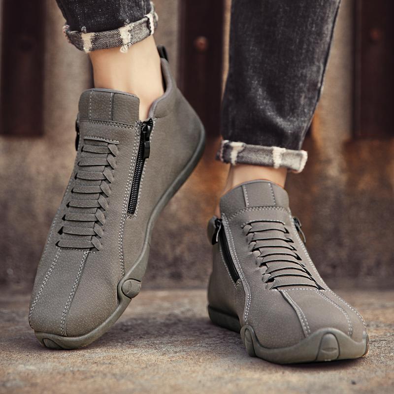 Сплошные мужские туфли для вождения, весна и осень, новый стиль, дышащая мужская обувь в горошек, кроссовки, деловая обувь, рабочая обувь, зимняя мужская обувь