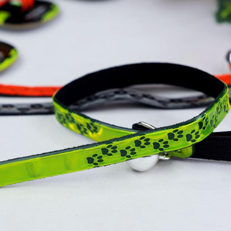 Paw Reflective Dog Cat Traction Rope Haulage Rope Necklace Pet Leash Retractable Cats Collar Leash Chain Collars with Bell