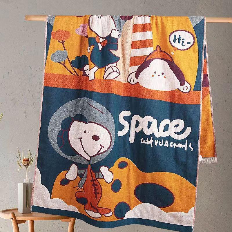 Extra Large Cotton Gauze Cartoon Bath Towel - Soft, Quick-Drying for Adults & Kids