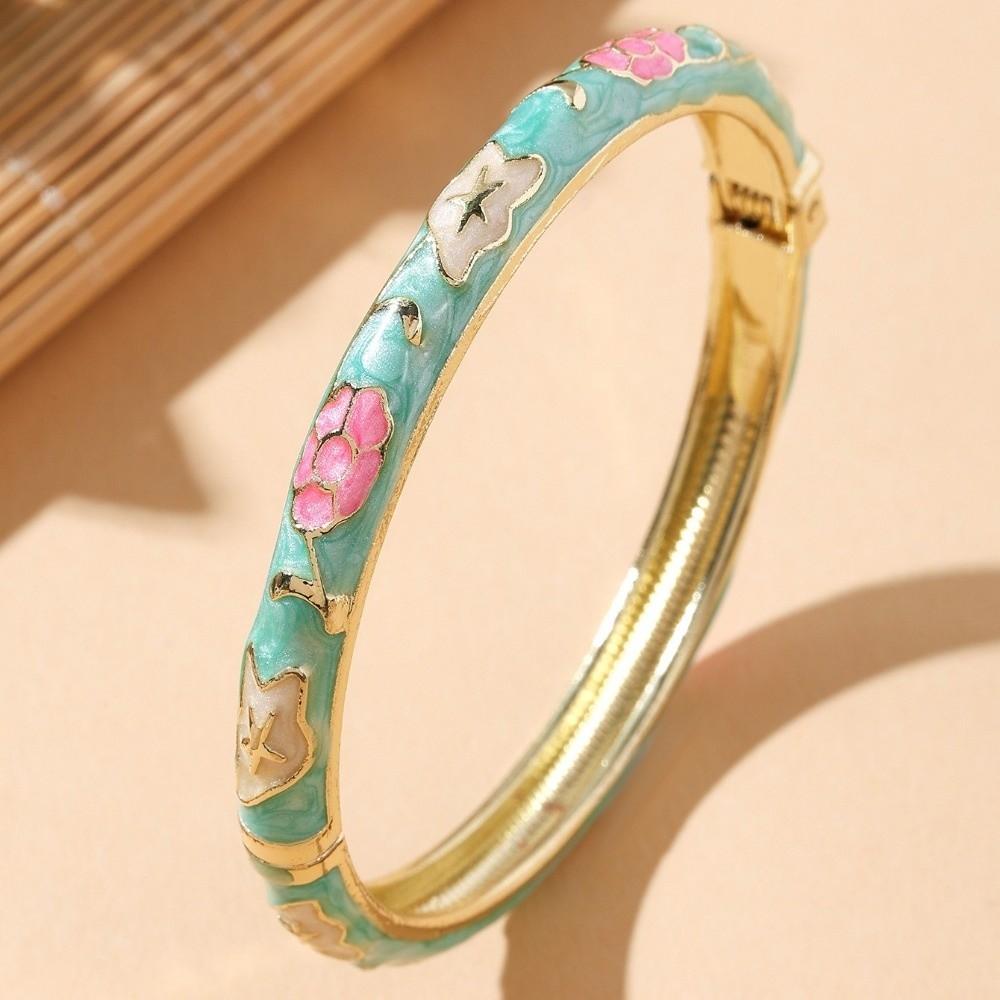 Ethnic Style Vintage Cloisonne Bangle Opening Enamel Bracelet Women's Hand Bracelet Ladies