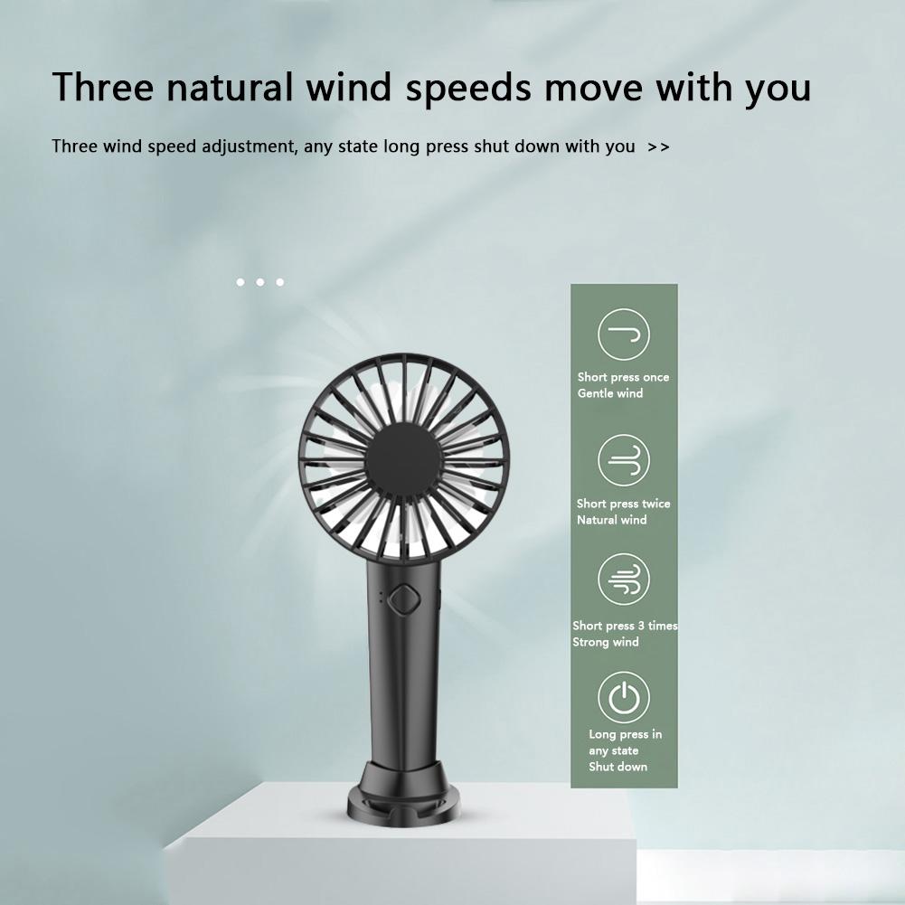 Ручной вентилятор 3 скорости Ventilador Fan USB-перезаряжаемый Настольный вентилятор Бесшумный Маленький электрический вентилятор с подставкой для телефона для дома Офиса Путешествий