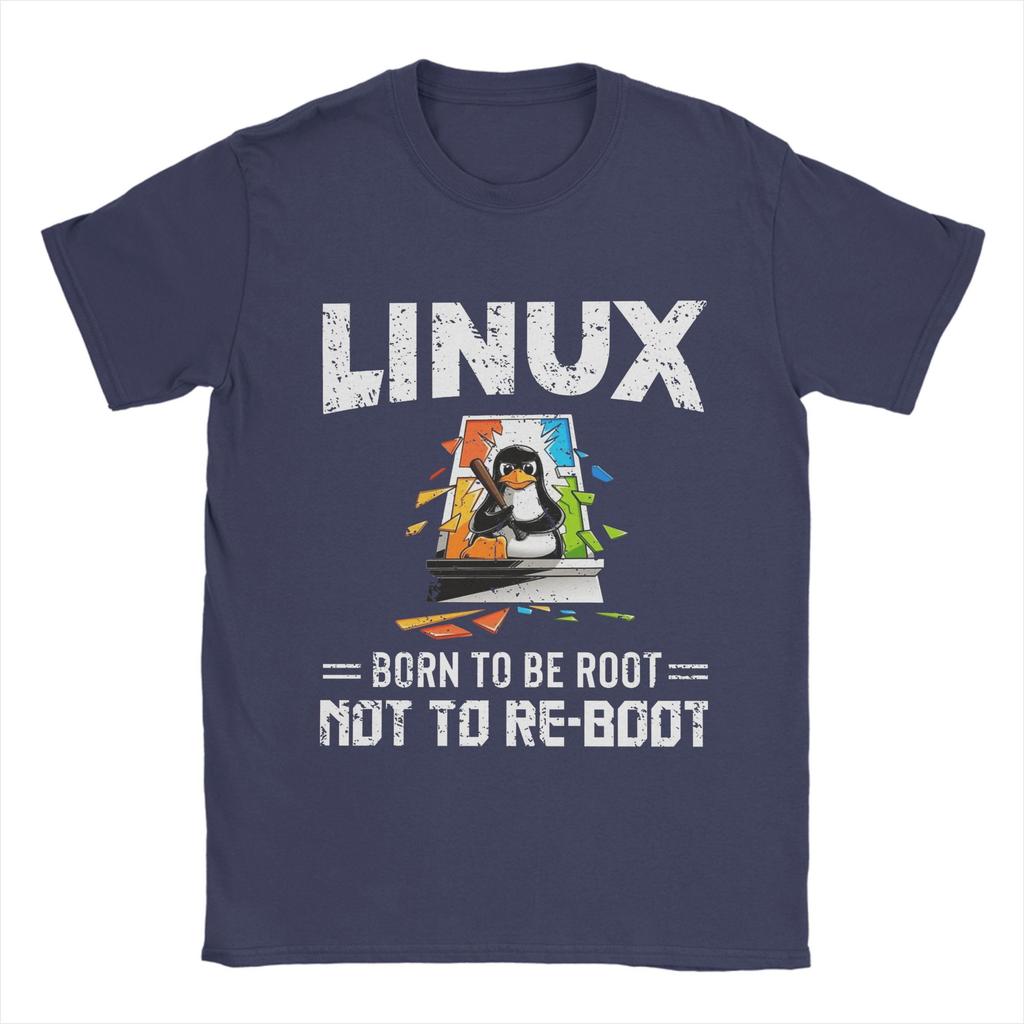 Men T-Shirts Linux Windows Vintage Cotton Tees Short Sleeve T Shirt Crew Neck Tops 4XL 5XL