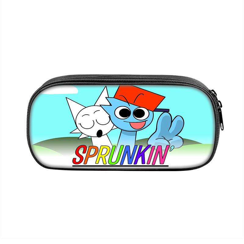 Sprunki Game Character Print Student Single Layer Stationery Storage Bag For Students And Office Supplies