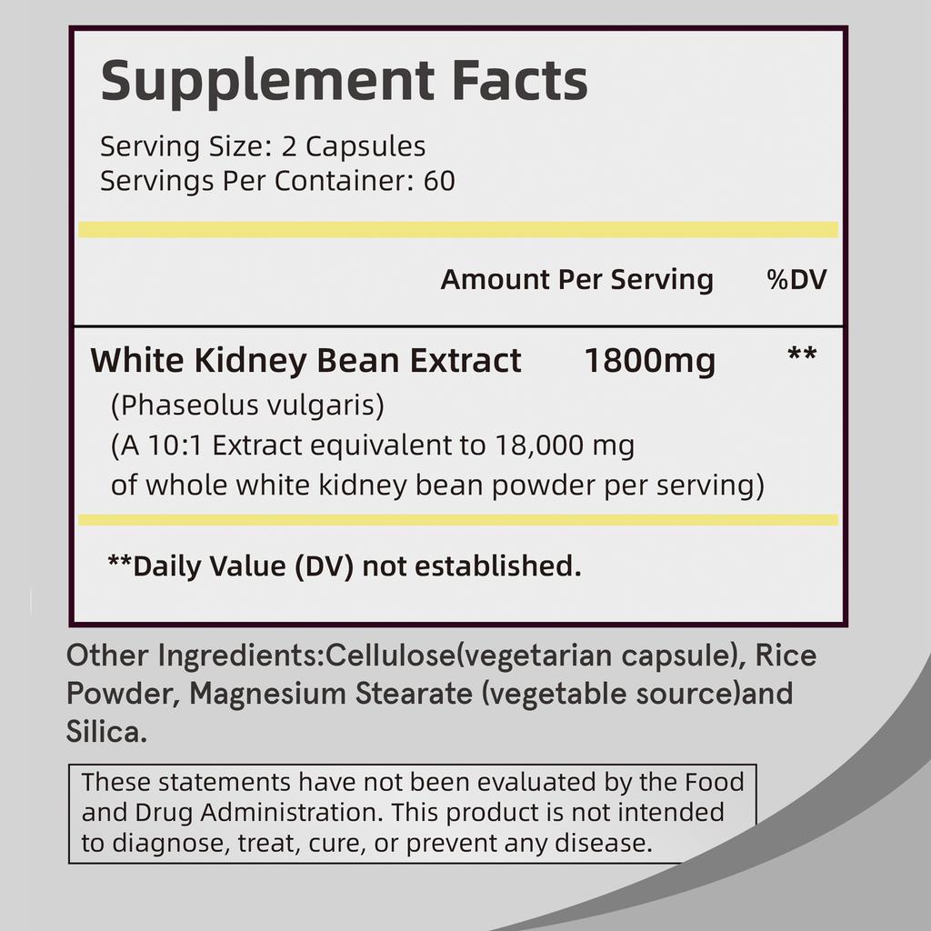 Pslalae White Kidney Bean Extract Capsules, made with pure natural white kidney bean ingredients, gentle formula, suitable for both men and women.
