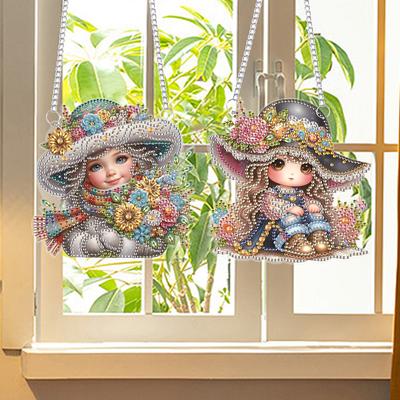 2 шт. 2D/Плоский набор для DIY Алмазной Живописи Стразы Алмазное Искусство Подвески на Окно Алмазное Искусство Подвеска Настенный Декор для Дома и Окон