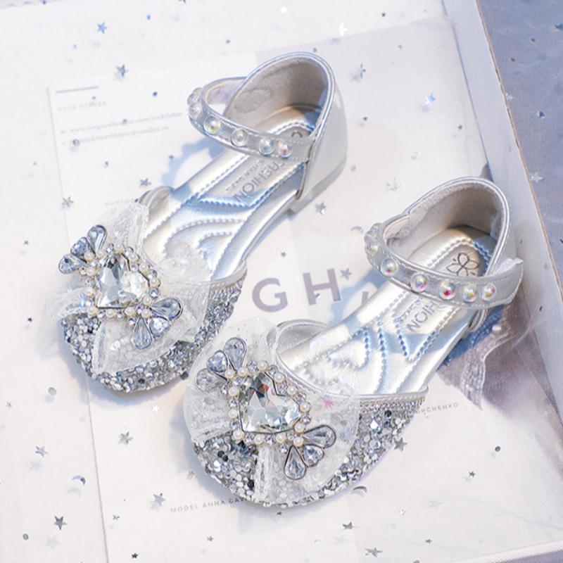 Сандалии для девочек Летняя мода Бриллиантовые туфли принцессы Детские Детские Хрустальные туфли Элегантность для девочек