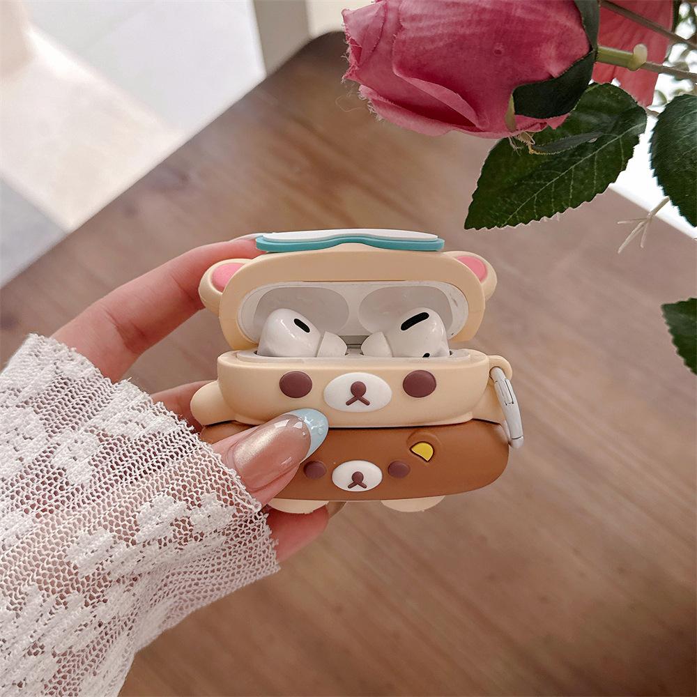 Cute swimming ring bear for AirPods pro1 generation protective case 1 generation pro1 generation apple bluetooth headset case