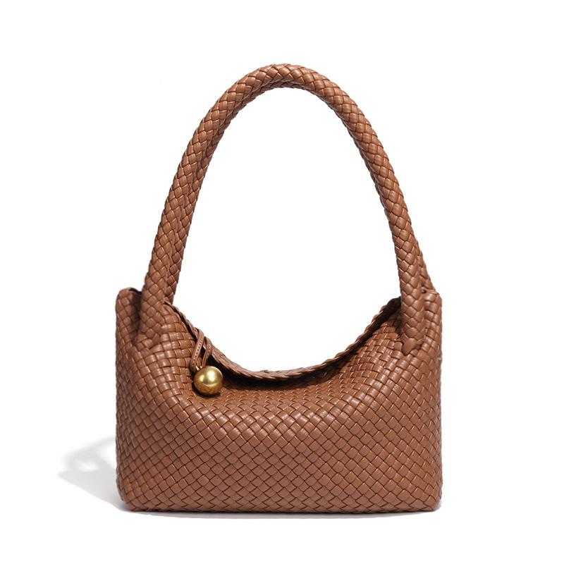 Плетеная сумка, модная женская сумка для переноски вручную, нишевый дизайн, сумка на одно плечо под мышкой, высококачественная и ретро-сумка для ланч-бокса