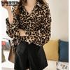 Женские винтажные футболки с длинными рукавами с леопардовым принтом, женские весенне-осенние повседневные однобортные рубашки средней длины, уличная одежда