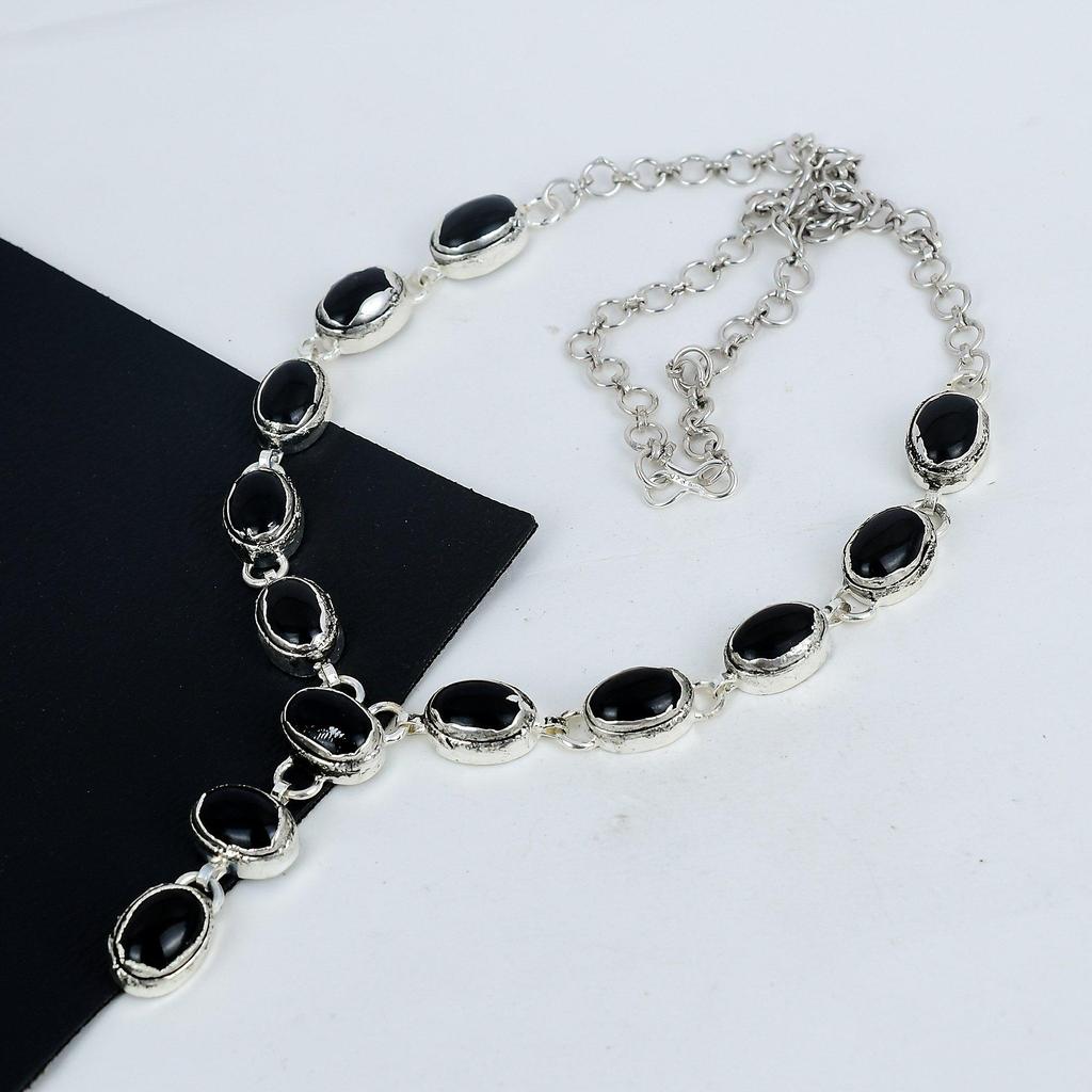 Beautiful Black Onyx Gemstone Handmade 925 Sterling Silver Necklace, Black Onyx Silver Necklace For Wife, Unisex Necklace, Birthday Gift