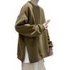 2 Oversized Side Slit Pullover Sweatshirt with Side Drop Loose Fit Loungewear T20 [Make Be] Men's Zip, Shoulder, (41.Green_S)