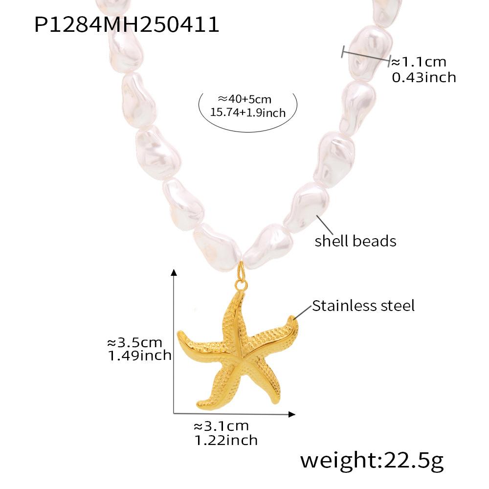 Ocean Series, Pearl, Starfish, Multi Accessory Collarbone Necklace, Fashionable, Light Luxury, Beach Style