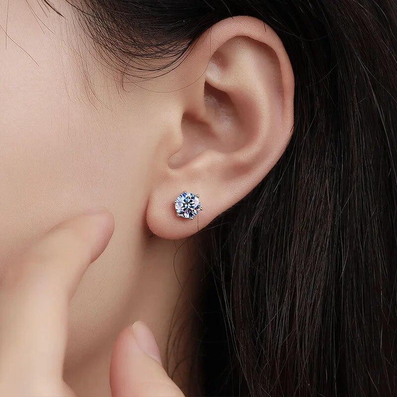 Серебро S925 1 карат с муассанитом для женщин, любовь 100, цветы сливы, сакура, изящные ювелирные изделия, свадебные серьги