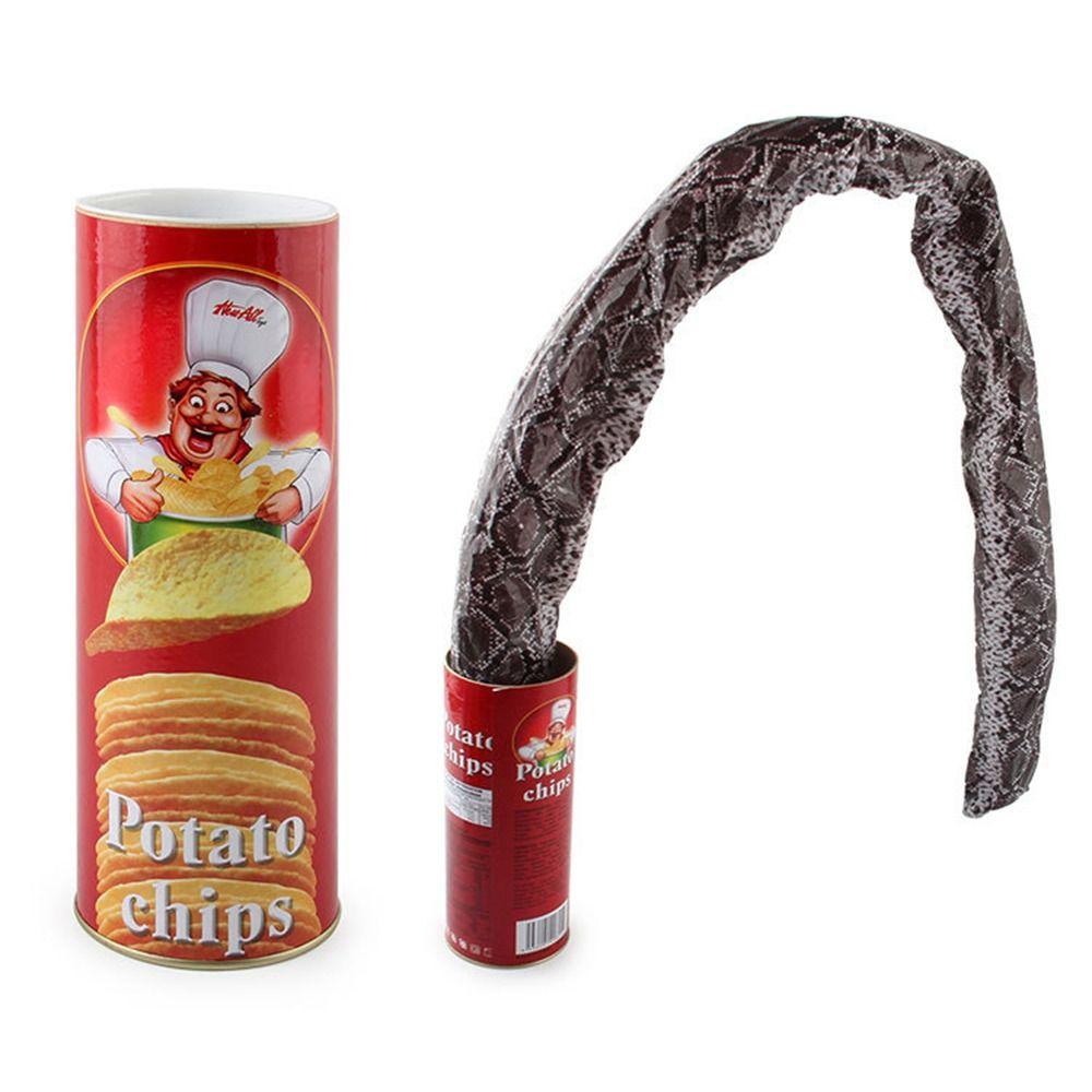 April's Fool Day Reusable Snake Tricks Magic Potato Chips Cans Novelty Funny Toy Chips Cans Snake