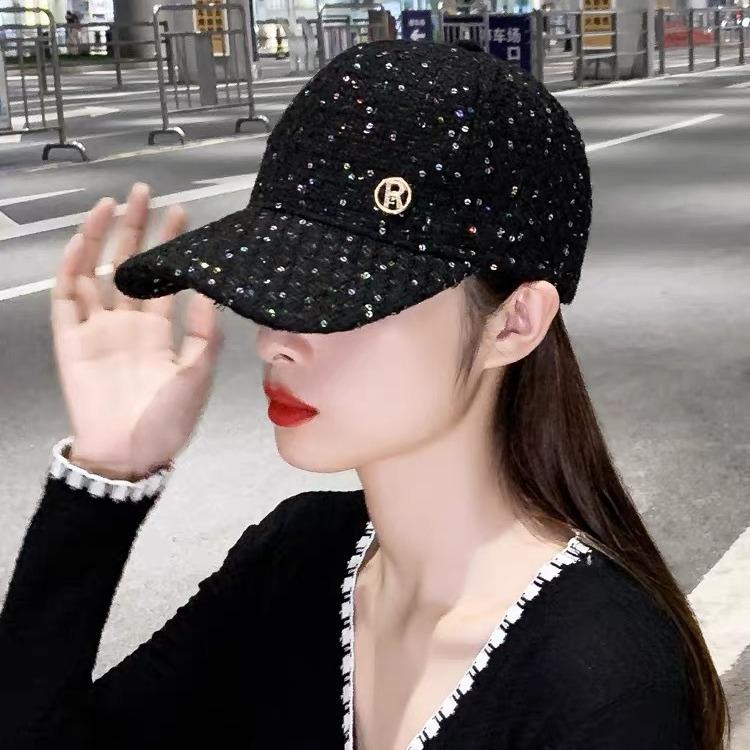 Женская бейсболка, осенне-зимняя модная кепка с пайетками, женская утепленная кепка, тренд
