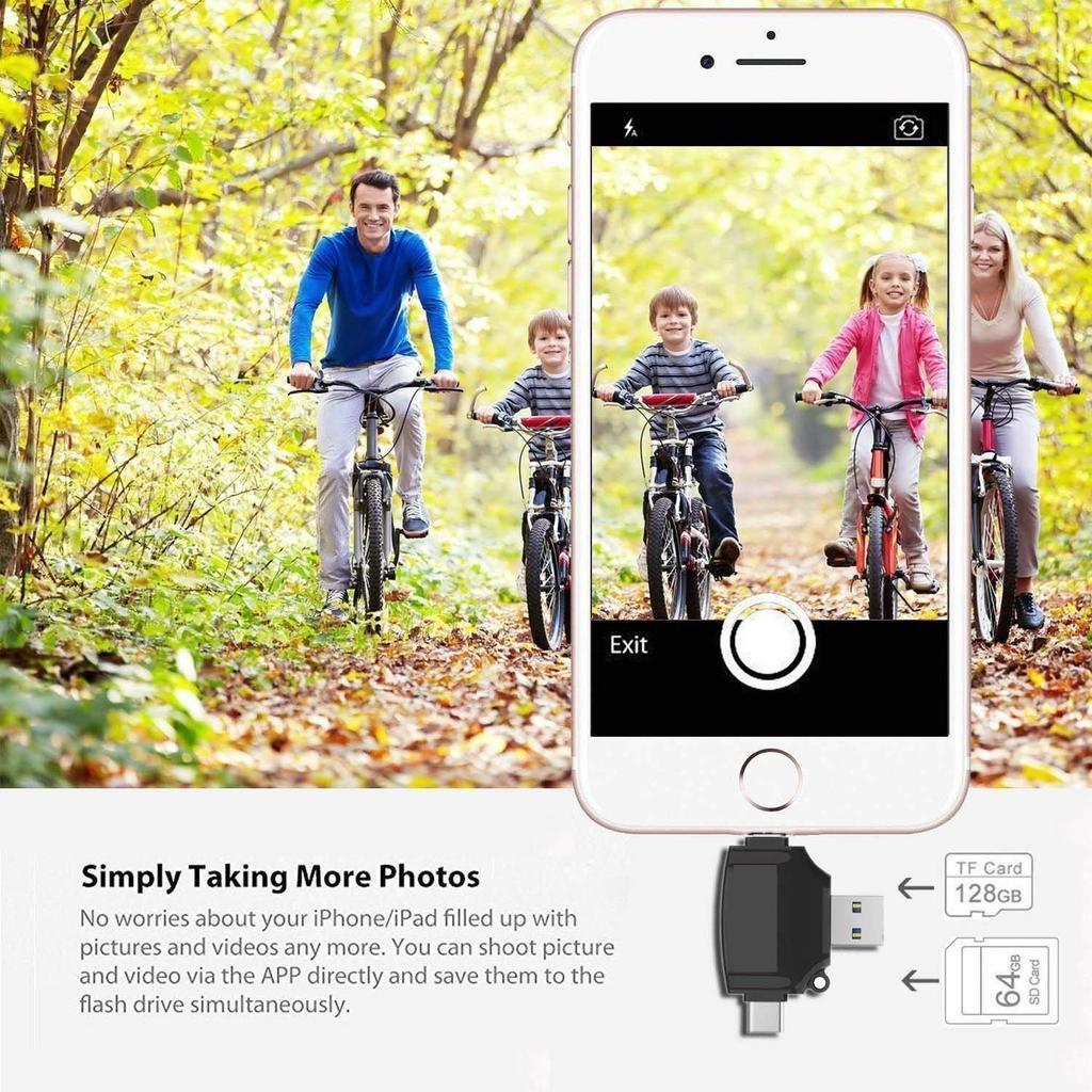 4-в-1 Картридер с интерфейсами +Micro USB+USB3.0+Type-C для iPhone iPad Android Смартфонов