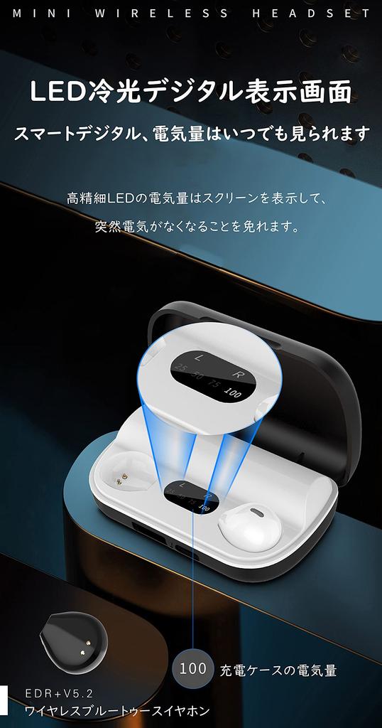 SZHTFX Stealth Bluetooth 5.2 Earbuds, Single or Dual Ear, TWS Earbuds, Hi-Fi, Advanced Touch Screen, Battery Level Display, Ultra-Lightweight 3g,