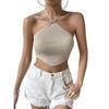 Женский укороченный топ без рукавов с завязкой на спине и асимметричным подолом, вязаный укороченный топ на бретельках с лямкой на бретельках