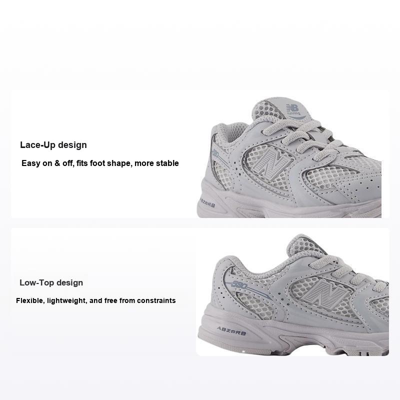 New Balance Nb 530 Bungee Удобные Мягкие Модные Низкие Кроссовки для Ходьбы Детская Обувь Серый IZ530TBA