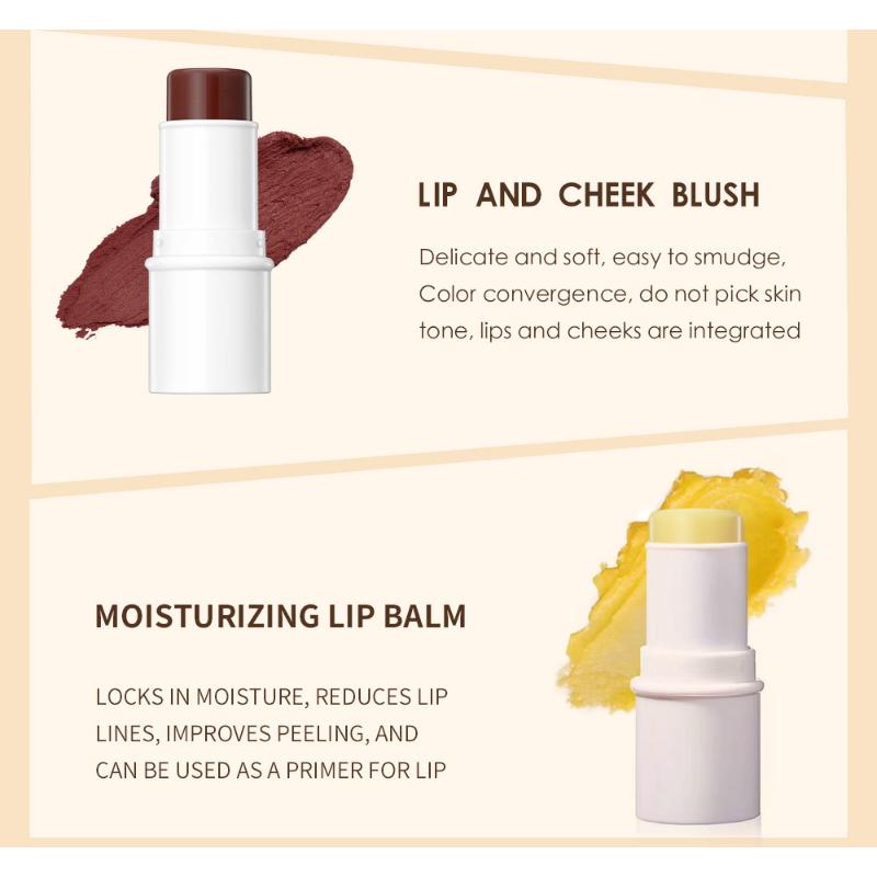 QIBEST Multifunctional Makeup Stick Highlighter Blush Stick Lipstick Highlighter Trimmer Stick