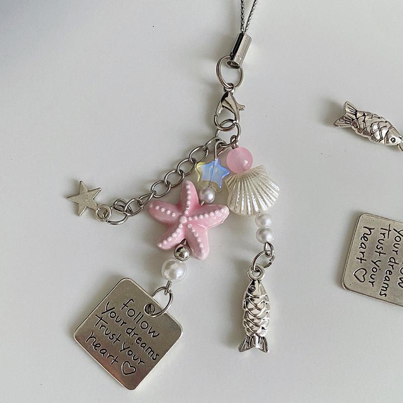 Летняя цепочка для телефона в виде морской звезды Y2K Сладкий бисерный ремешок для мобильного телефона Брелок Девчачий милый Ins Подвеска-шарм для телефона