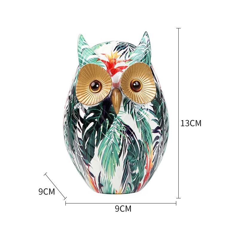 Painted Owl Resin Figurines Nordic Modern Graffiti Animal Sculpture Living Room Ornaments For Home Decor Desk Office Decoration