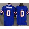 Buffalo Bills 0 Coleman Blue Football Jersey Third Generation Embroidered NFL Style Uniform Men