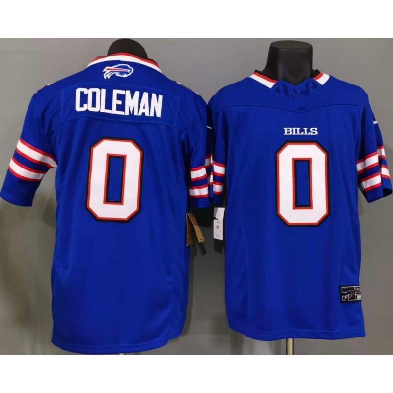 Buffalo Bills 0 Coleman Blue Football Jersey Third Generation Embroidered NFL Style Uniform Men