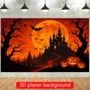 2D planar flag Halloween-themed banner background mysterious castle theme 2D planar flag under zyc
