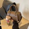 Korean Ins Cute Handbag Bag Women 2025 New Solid Color Retro Is Boston Bag High-end Shoulder Bag