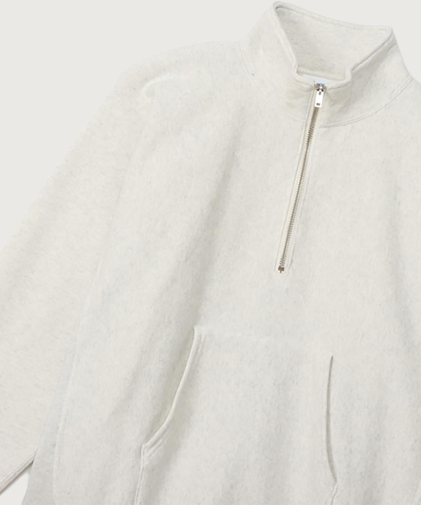 CHAMPION Reverse Weave Blu-Tack Regular Fit Fleece-Lined Half Zip Oatmeal