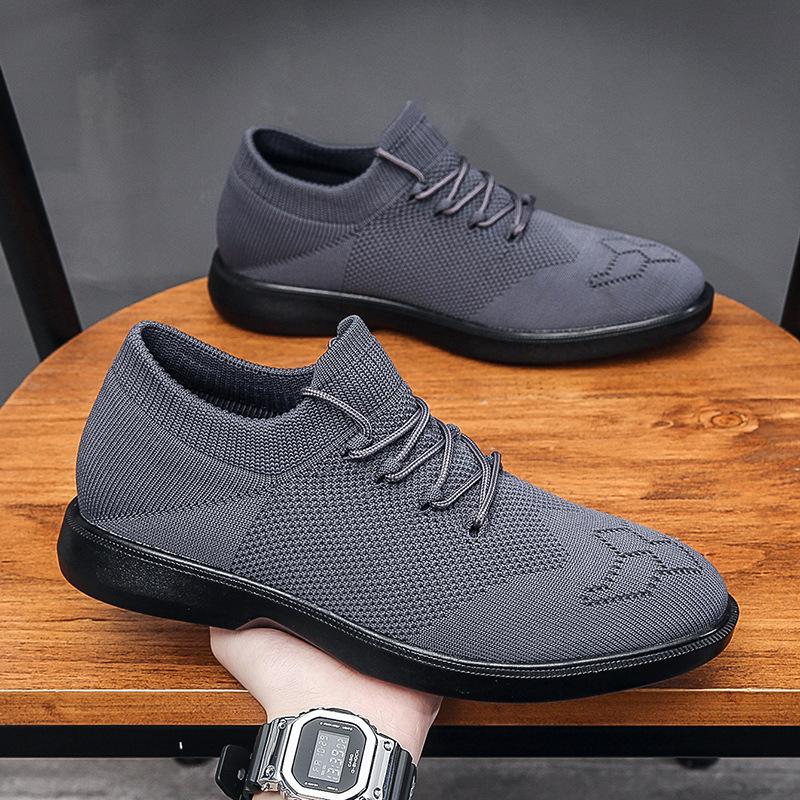 2025 Export Men's Shoes Breathable Korean Version Shoes Large Size Men's Shoes Flying Woven Mesh Trend Running Casual Sports Shoes