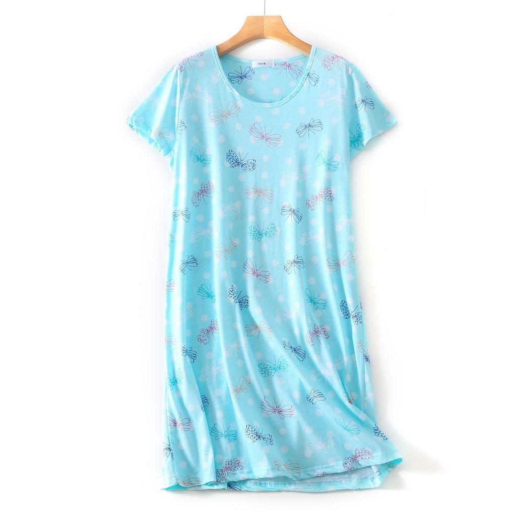 Plus Size Summer Women Nightdress Short Sleeve Cute Cartoon Sleepwear Sweet O Neck Nightgowns Pyjamas Lady's Cotton Sleepdress