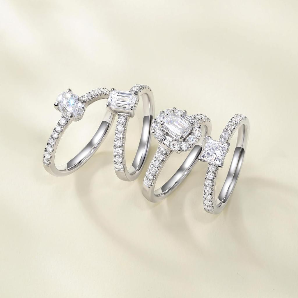 FANCIME Бриллиантовое кольцо Основной размер Стерлинговое серебро Овальная огранка Идеально для и Подарочная упаковка Женское "Одно обещание" Камень 0,5 карата (0,61 карат) / 0,61 карата (0,5 карата) /