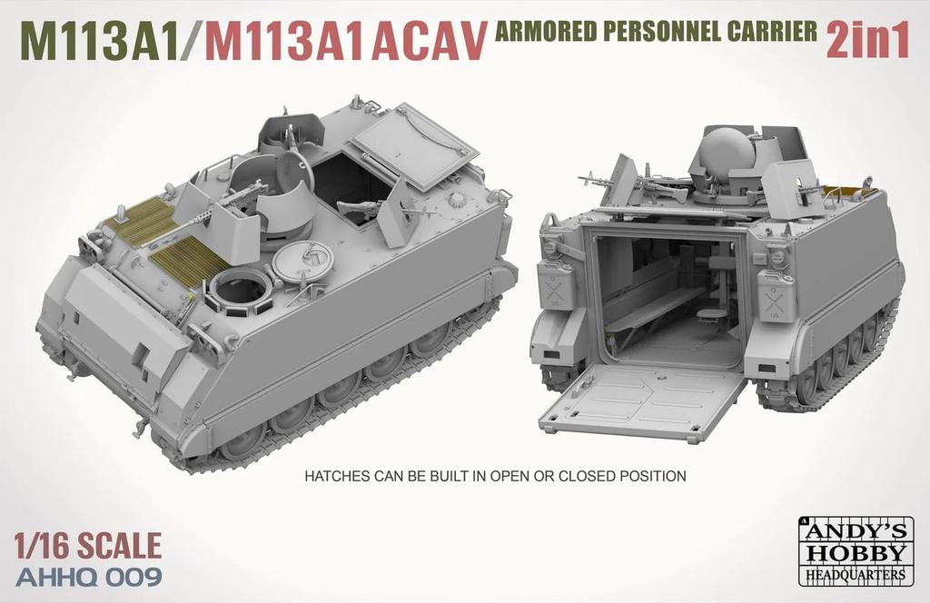 Tacom Hobby HQ Американский бронетранспортер M113A1 ACAV 2 в 1 Пластиковая модель Andy's 1/16 Carrier/M113A1 TKOAHHQ-009