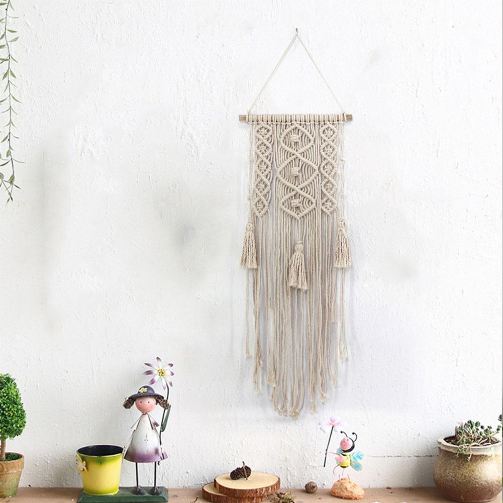 Macrame Wall Art Handmade Cotton Wall Hanging Tapestry with Lace Fabrics Bohemian Hanging Decoration Best Gift