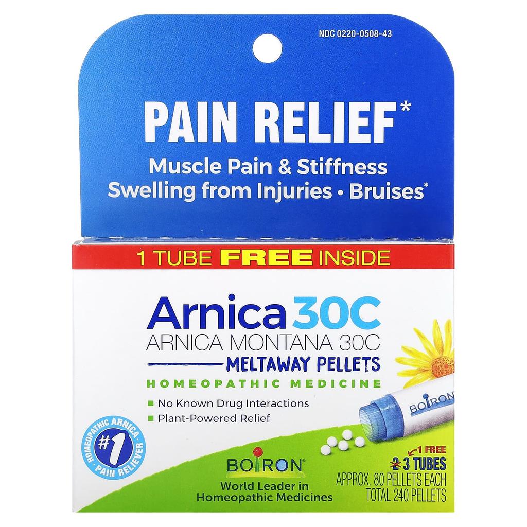 Arnica Montana, 30C, 3 Tubes, 80 Pellets Each, Approx. 30Ml