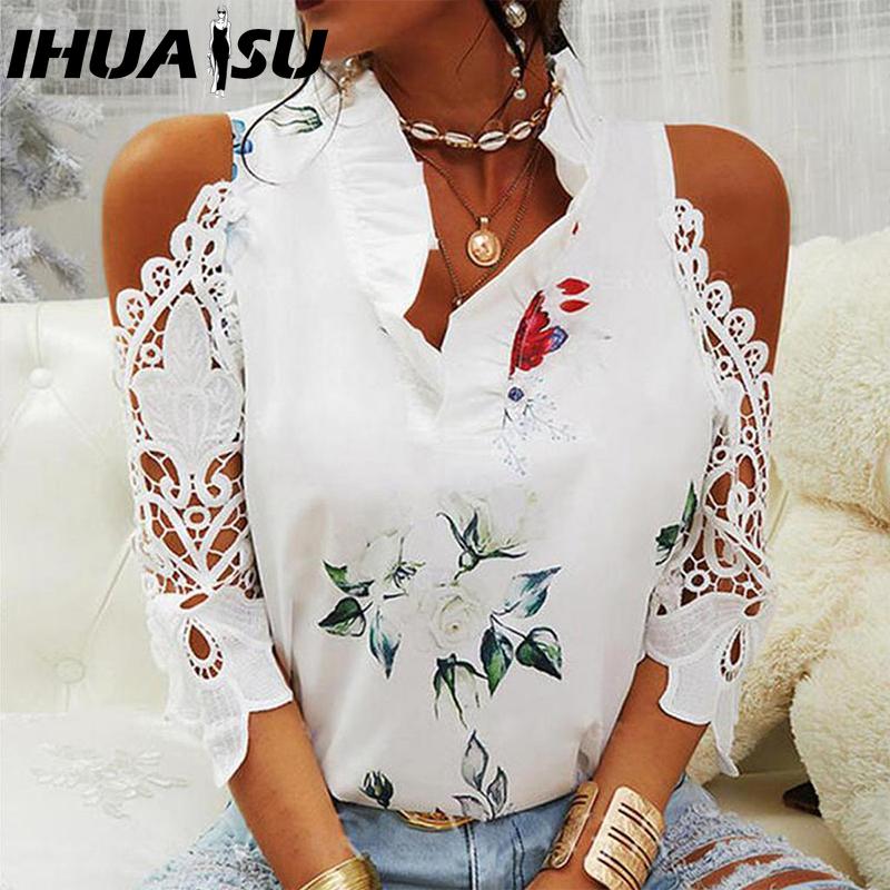 IHUASU Women's Fashion Casual V Neck Blouses & Shirts