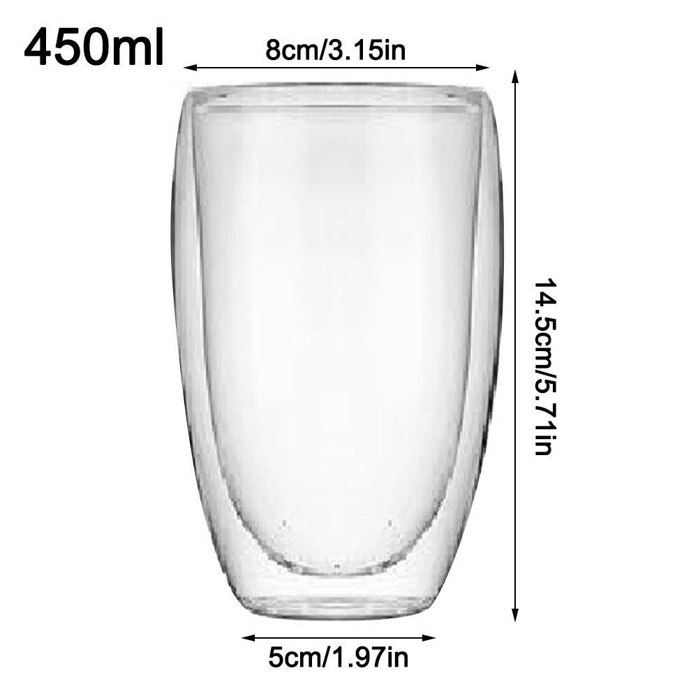 150/250/350/450 мл Чашка из высокоборосиликатного стекла с двойными стенками, термостойкая, для молока